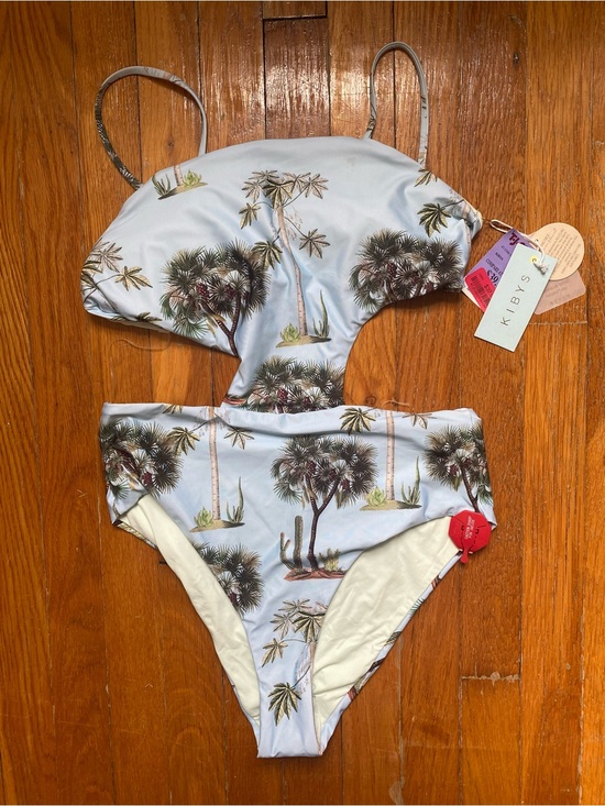 Kibys Other - NWT Kibys Light Blue Palm Print Cutout One-Piece Swimsuit